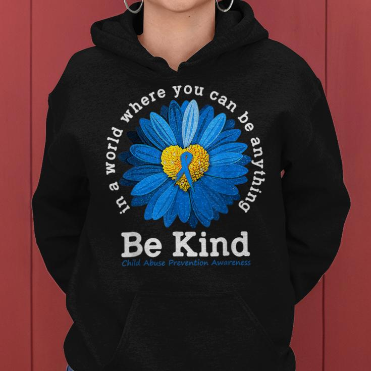 Be Kind Blue Sunflower Child Abuse Prevention Awareness Women Hoodie