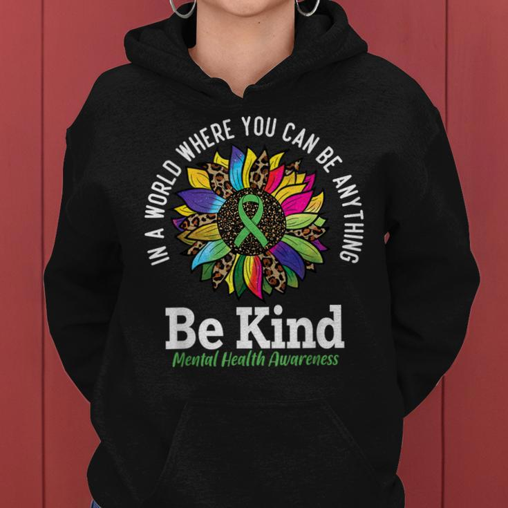 Be Kind Green Ribbon Sunflower Mental Health Awareness Women Hoodie