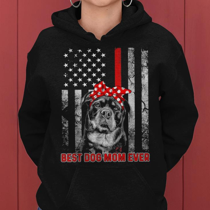 Best Dog Mom Ever Rottweiler Dog Mom Usa Flag Patriotic Women Hoodie
