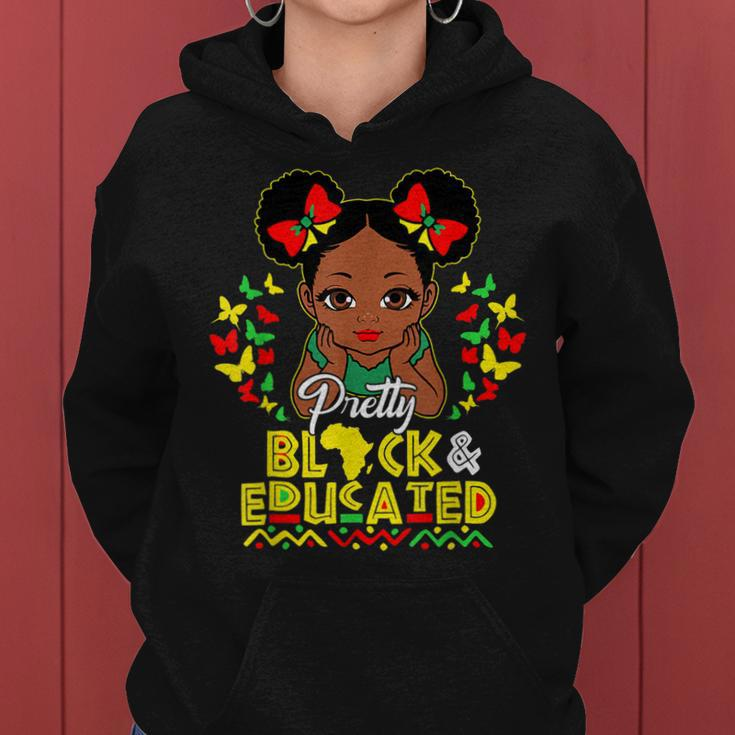 Black History Month Pretty Black And Educated Queen Girls Women Hoodie