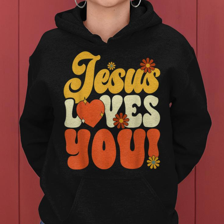 Christian Retro Jesus Loves You Religious Faith God 70S Women Hoodie