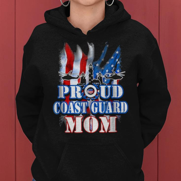 Coast Guard Mom Usa Flag Military Mothers Day Women Hoodie