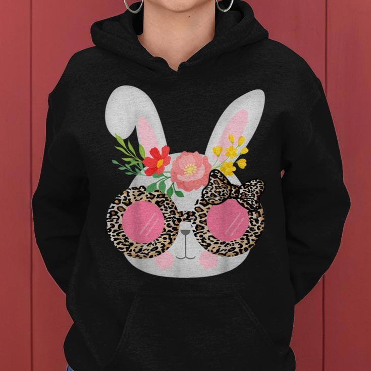 Cute Bunny Face Leopard Glasses Easter For Women N Girl Women Hoodie