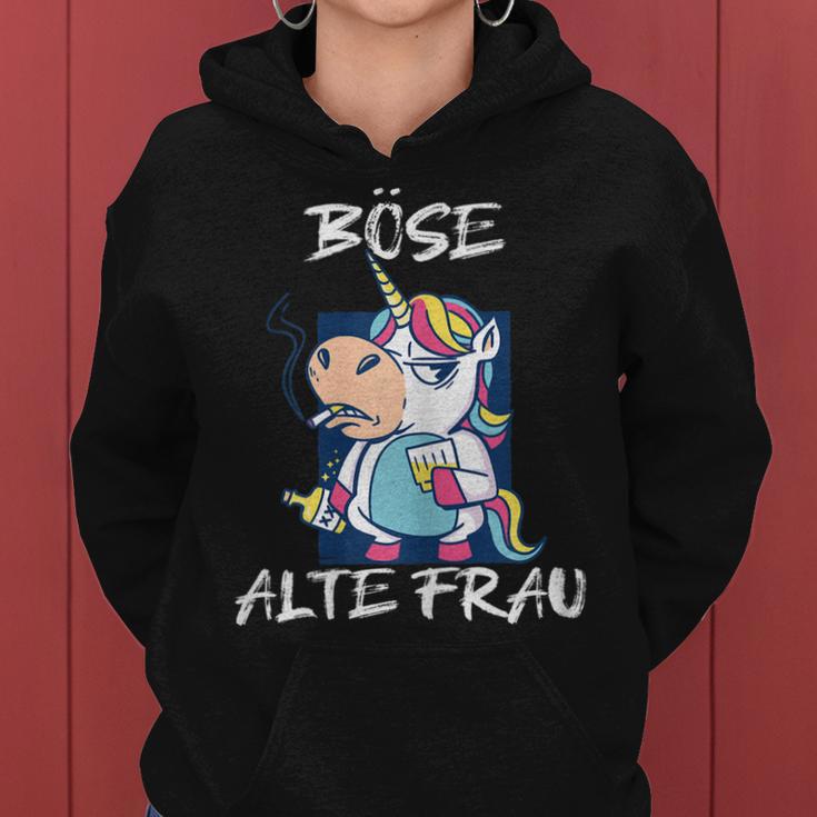 Damen Böse Alte Frau Für Oma Großmuter Spruch Rockerin Frauen Hoodie