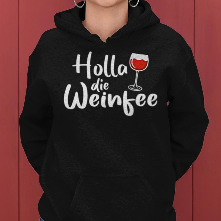 Damen Hoodie Holla Die Weinfee, Vino Weiß- & Rotwein Design