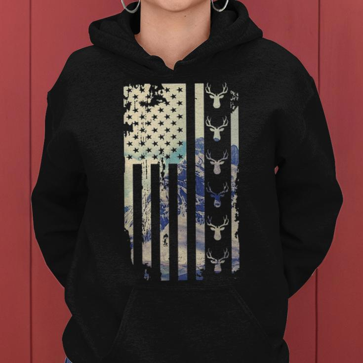 Deer Hunting American Flag 4Th Of July Fathers Day Christmas Women Hoodie