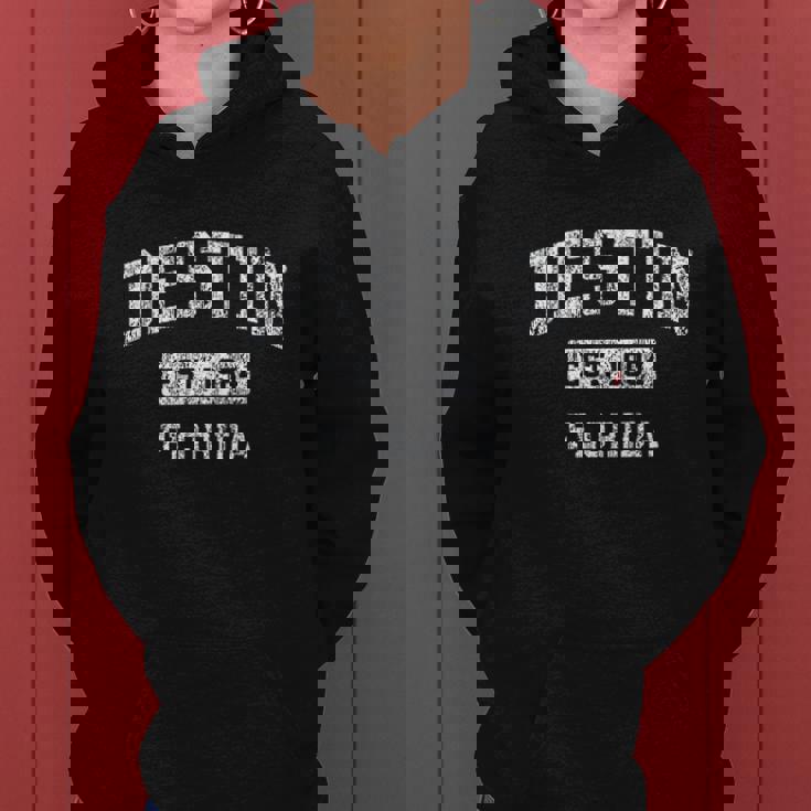 Destin Florida Fl Vintage Established Sports Design Women Hoodie Graphic Print Hooded Sweatshirt