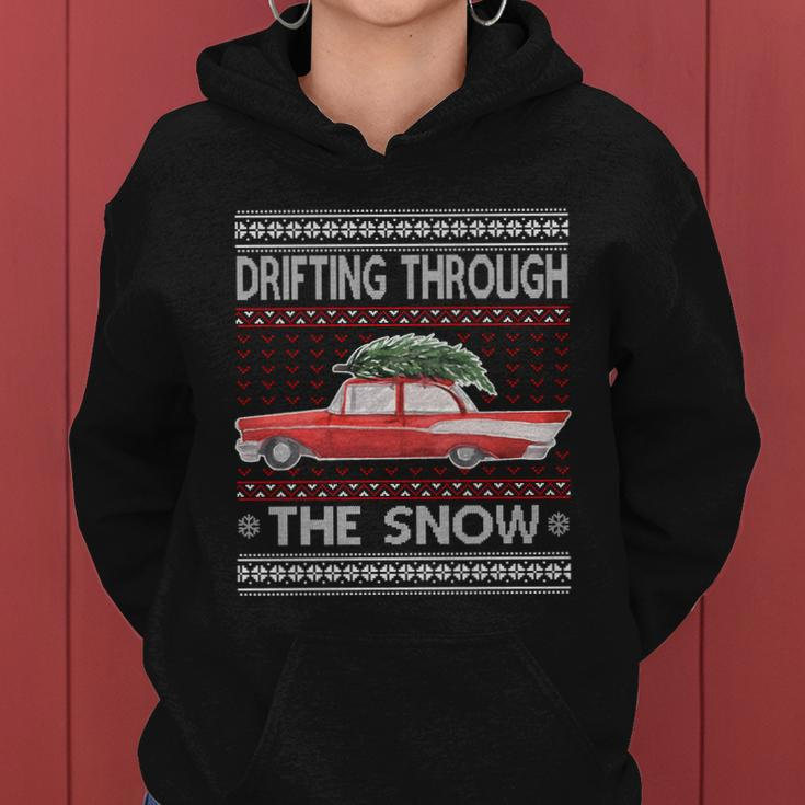 Drifting Through The Snow Ugly Christmas Sweater Women Hoodie