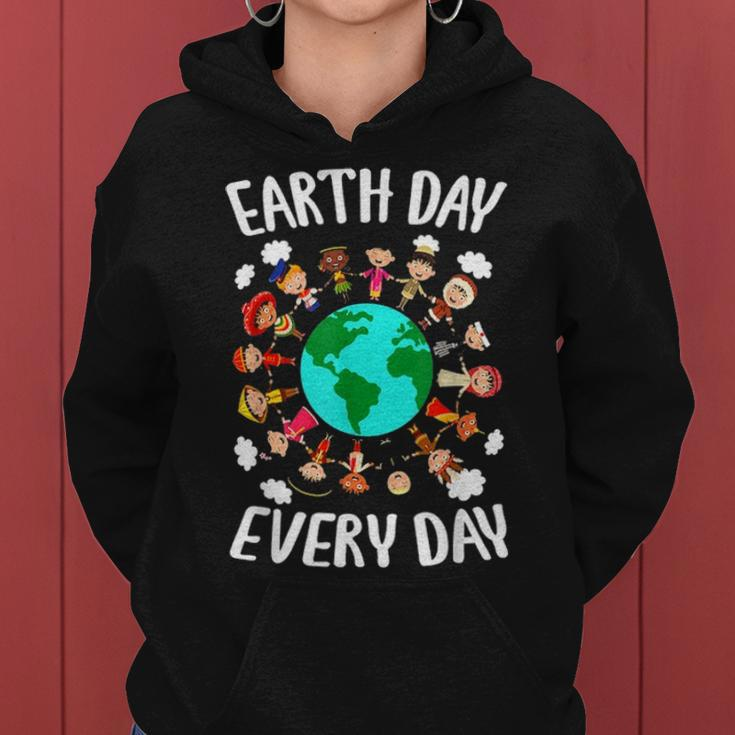 Earth Day Everyday All Human Races To Save Mother Earth 2021 Women Hoodie
