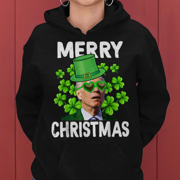 Funny Joe Biden Merry Christmas Confused St Patricks Day V3 Women Hoodie