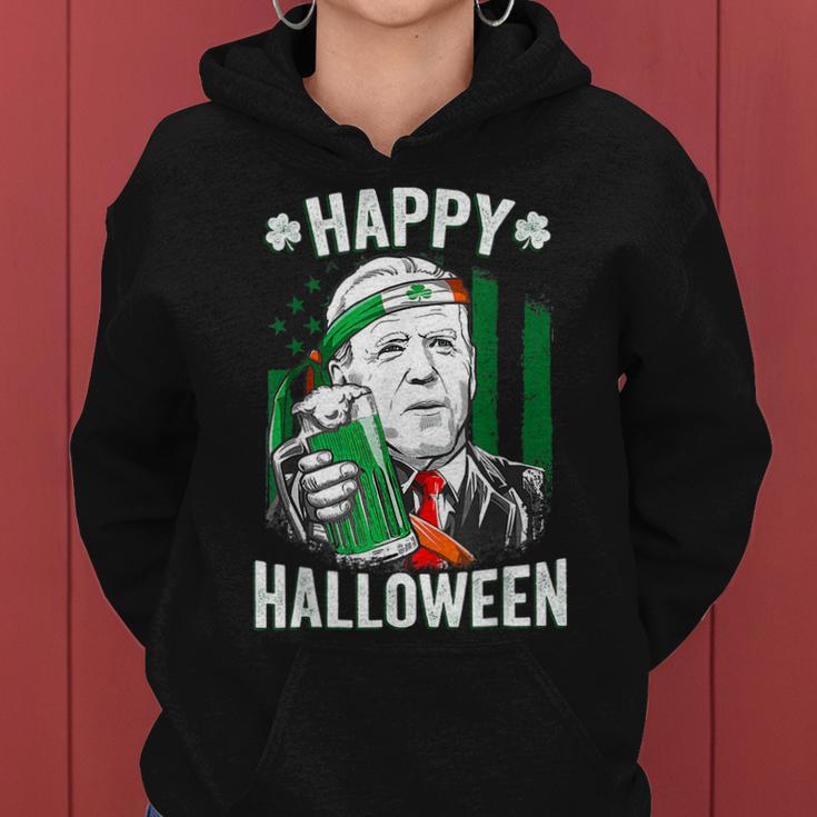 Funny Leprechaun Biden Happy Halloween For St Patricks Day Women Hoodie