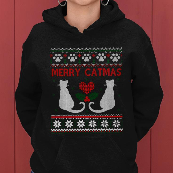 Funny Merry Catmas Ugly Christmas Sweater Gift Women Hoodie