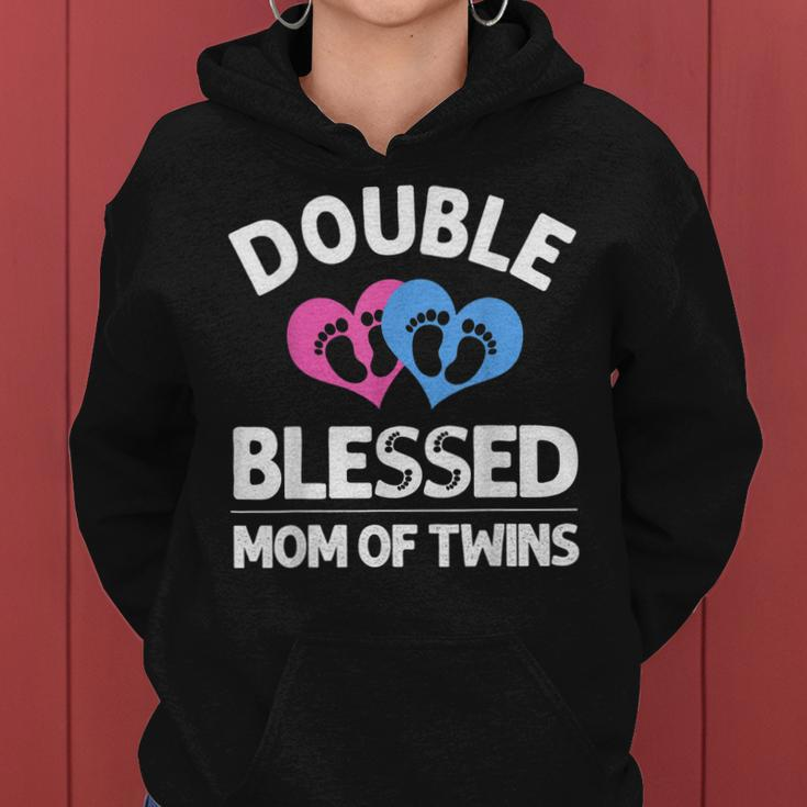 Funny New Mom Of Twins Gift For Women Mother Announcement Women Hoodie