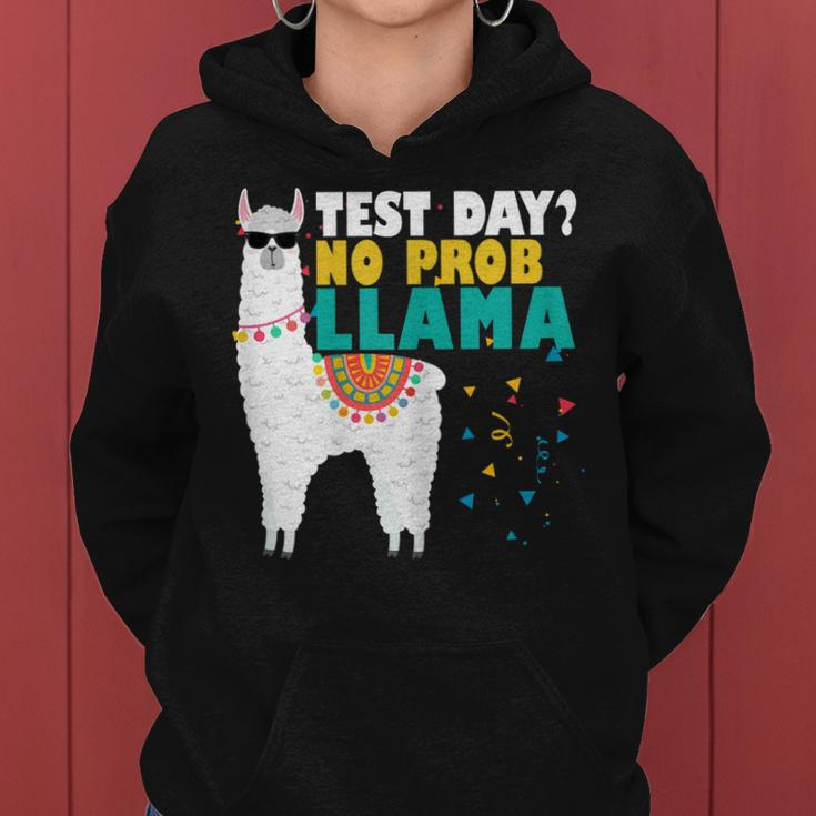 Funny Test Day Llama Teacher Exam TestingShirts Teaching Women Hoodie