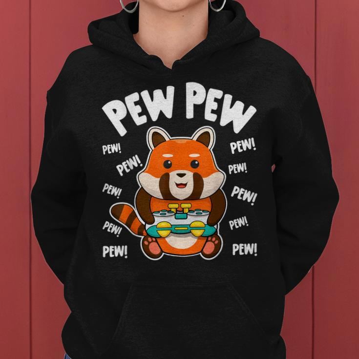 Gamer Red Panda Pew Pew Cute Kawaii Red Panda Video Games Women Hoodie