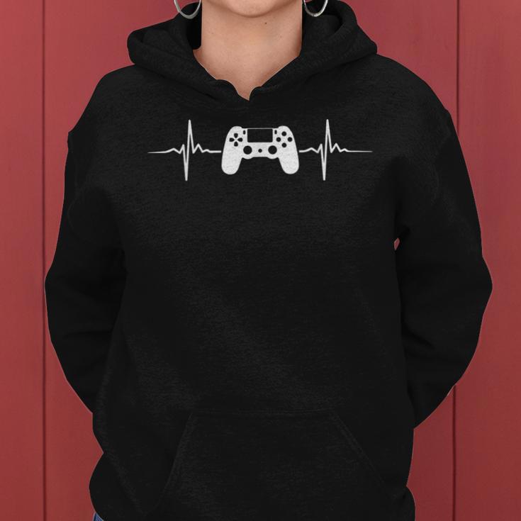 Gaming Zocken Ps Konsole 5 Herzschlag Gamer Frauen Hoodie