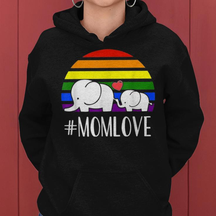Gay Mom Love Pride Lgbt Rainbow Flag Elephant Gay Mom Gift V2 Women Hoodie