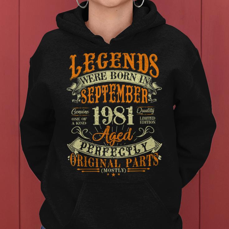 Geschenk Zum 41 Geburtstag Legenden Geboren Im September 1981 Frauen Hoodie