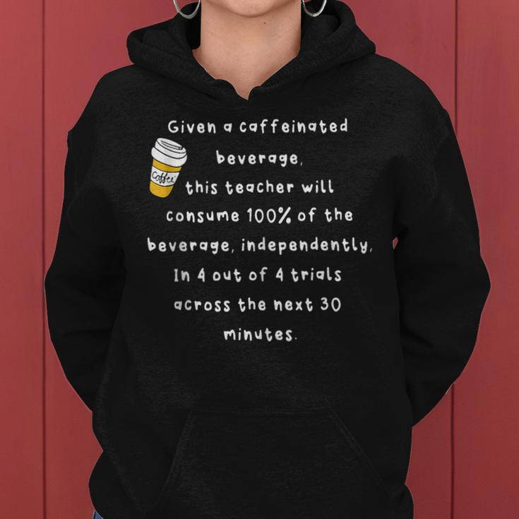 Given A Caffeinated Beverage This Teacher Will Consume 100 Women Hoodie