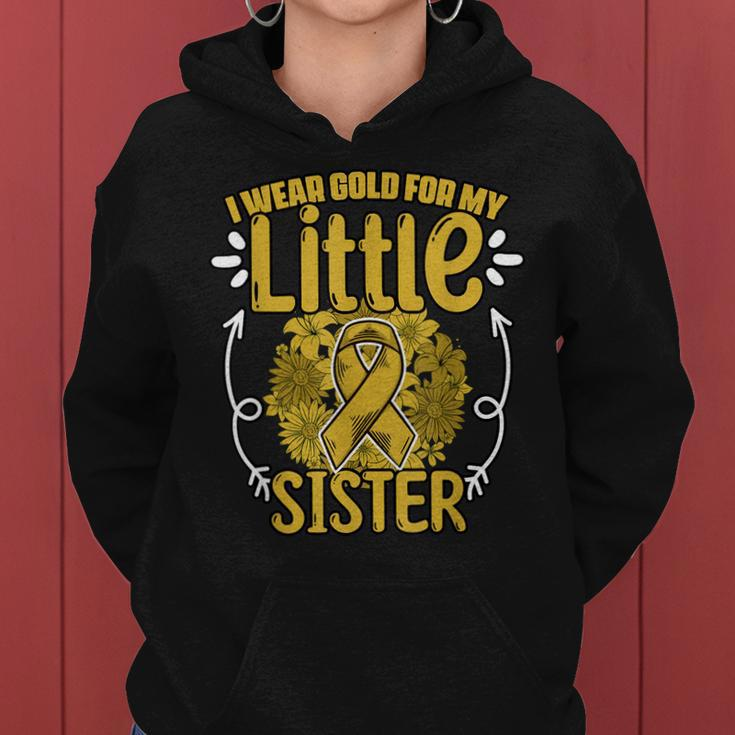 Gold For Little Sister Gold Ribbon Childhood Cancer Women Hoodie