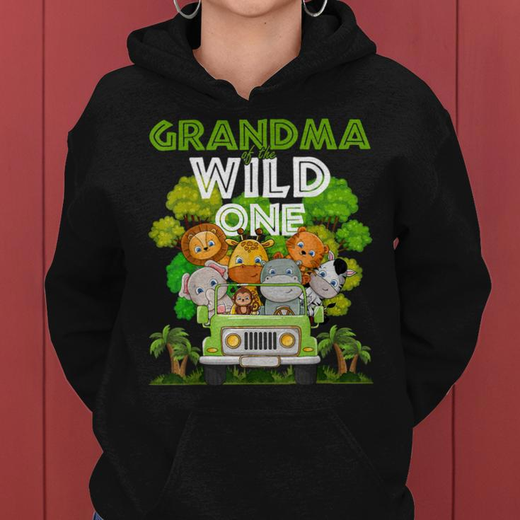Grandma Of The Wild One Zoo Truck Birthday Safari Jungle Women Hoodie