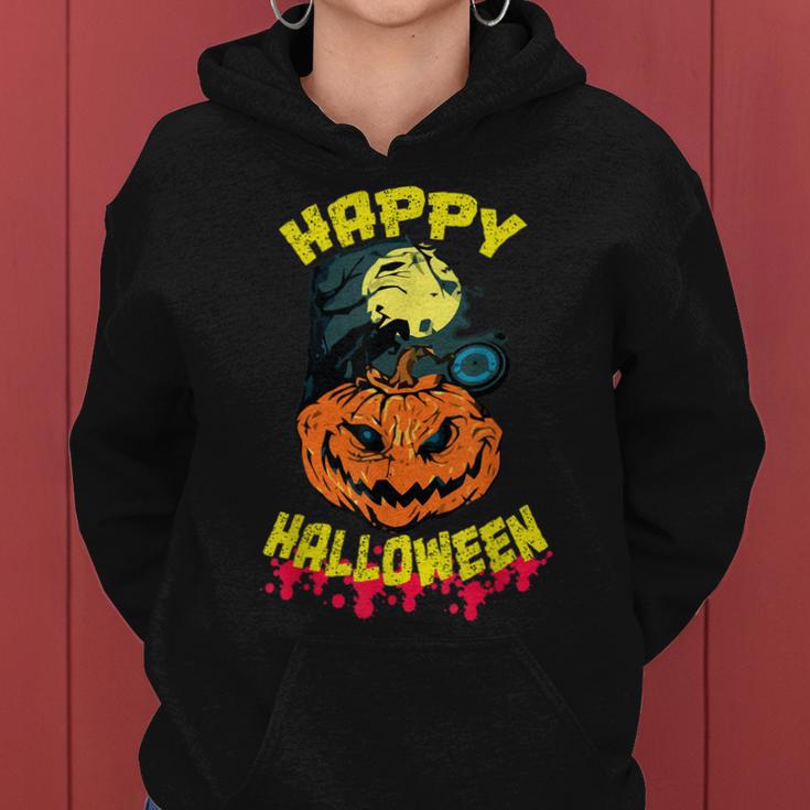 Halloween Grinsender Kürbis Horror Lustiges Spaß Frauen Hoodie