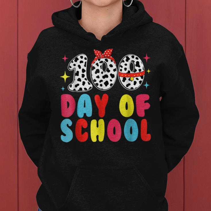 Happy 100 Day Of School Students Kids Dalmatian Dog Teachers Women Hoodie