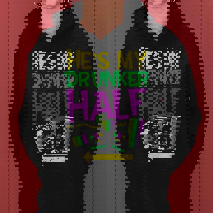 Hes My Drunker Half Matching Couple Girlfriend Mardi Gras Women Hoodie