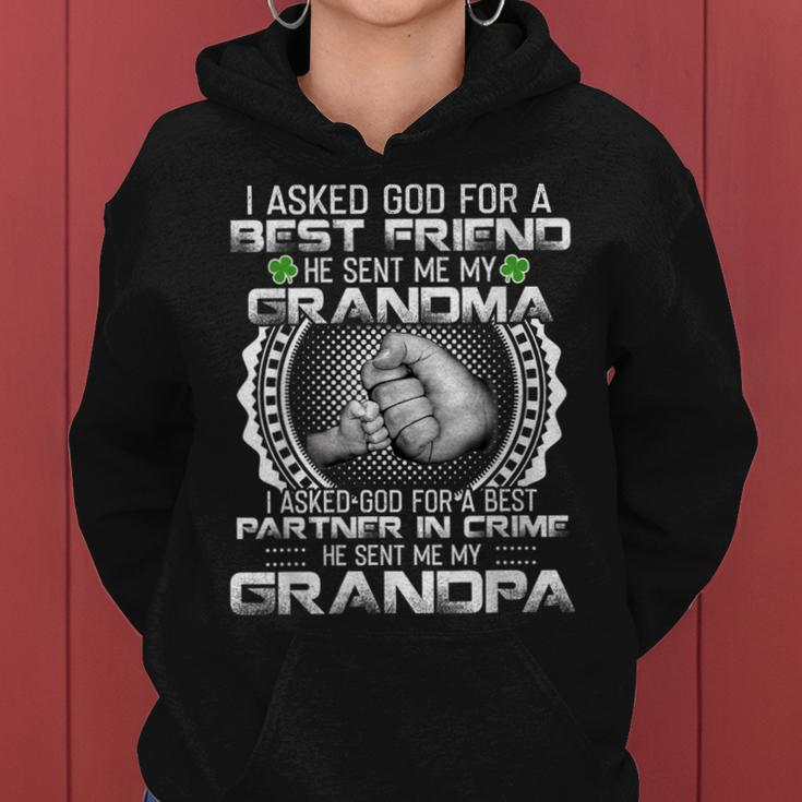 I Asked God For A Best Friend He Sent Me My Grandma Grandpa Women Hoodie