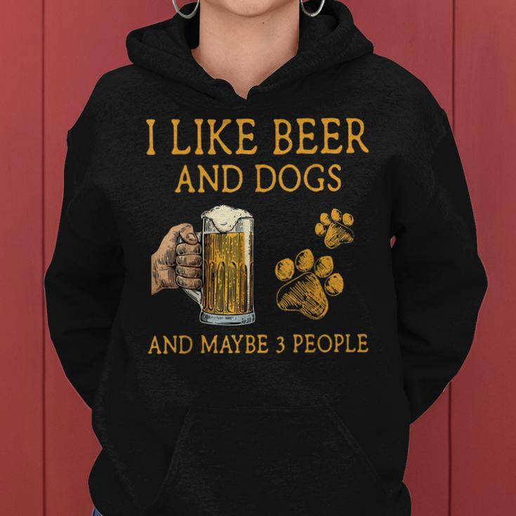 I Like Beer And Dogs And Maybe 3 People Funny Vintage Women Hoodie