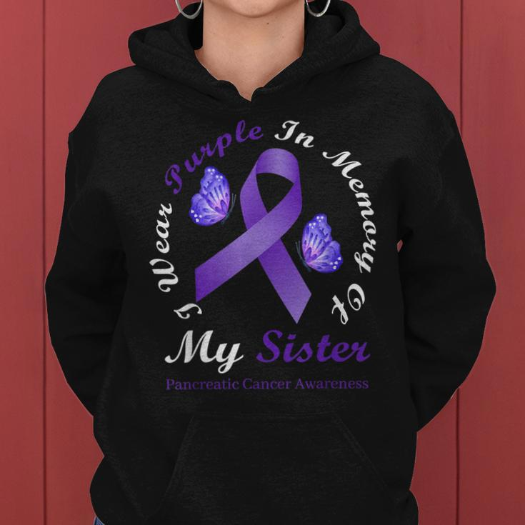 I Wear Purple In Memory Of My Sister Pancreatic Cancer Women Hoodie