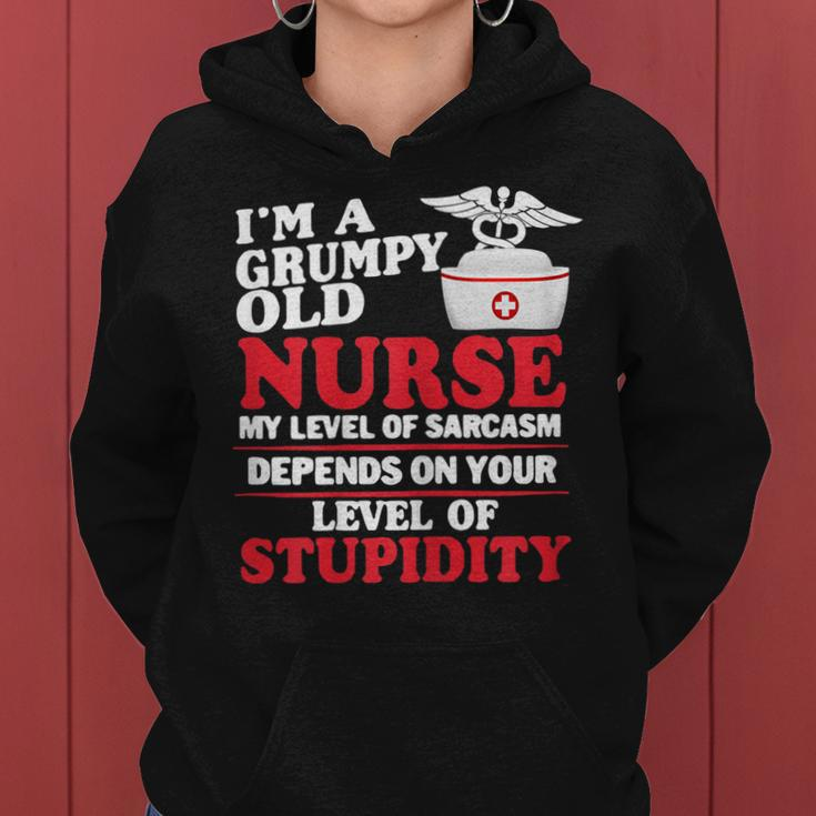 Im A Grumpy Old Nurse My Level Of Sarcasm Nurse Gift Gift For Womens Women Hoodie