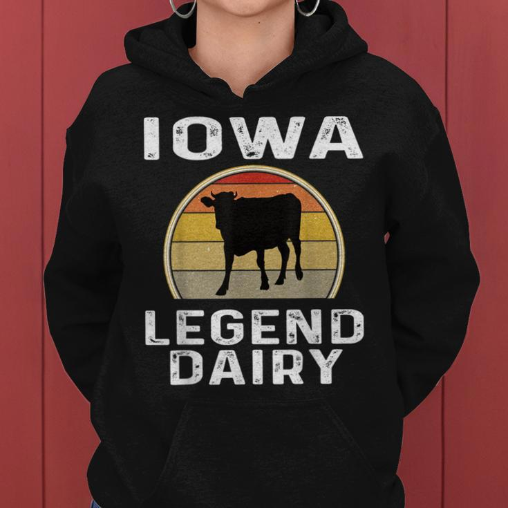 Iowa Dairy Farmer Legend Hoodie mit Retro-Sonnenuntergang & Kuhmotiv
