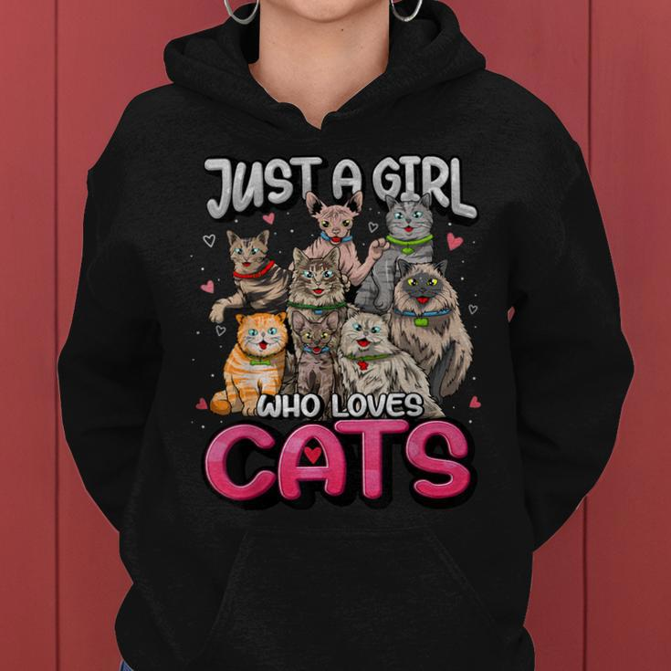 Just A Girl Who Loves Cats Cute Cat Lover Cat Mom Girl Women Hoodie