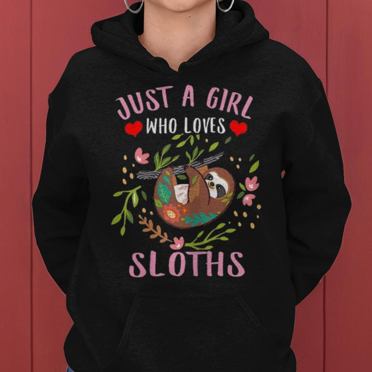 Just A Girl Who Loves Sloths Dad Mom Boy Girl Kid Party Gift Women Hoodie