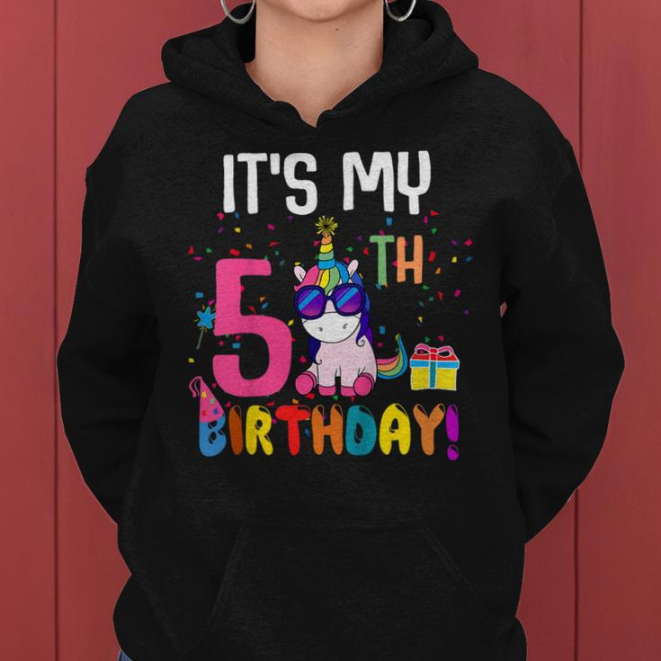 Kids 5 Years Old 5Th Birthday Unicorn Shirt Girl Daughter Gift Pa Women Hoodie