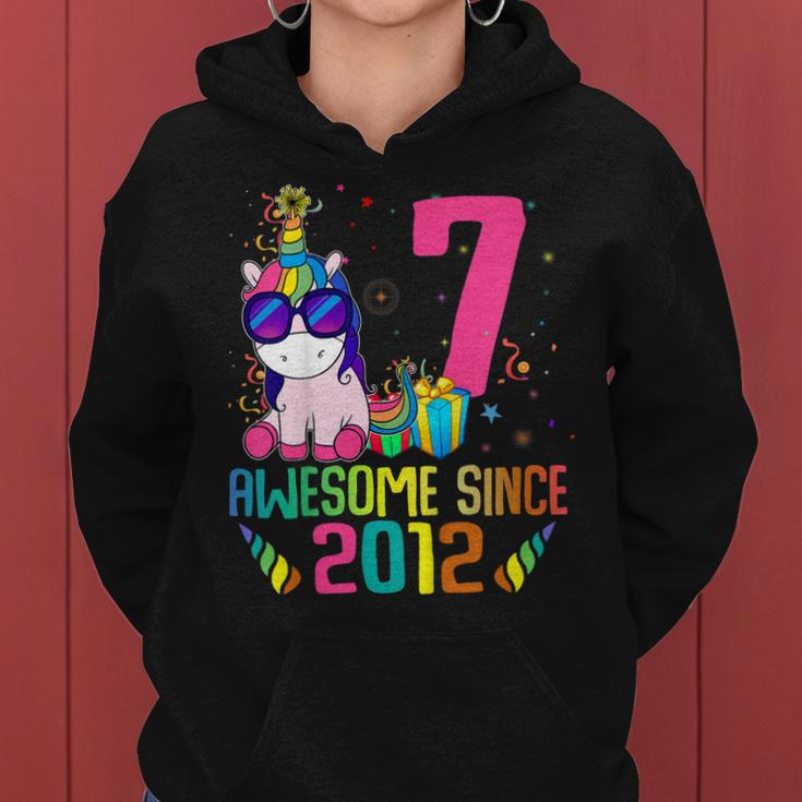 Kids 7 Years Old 7Th Birthday Unicorn Shirt Girl Daughter Gift Pa Women Hoodie