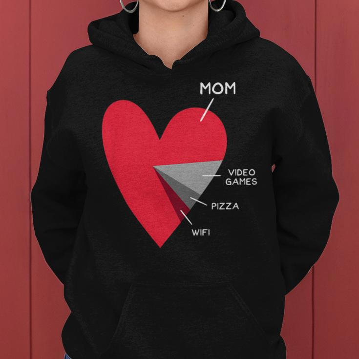 Kids Funny Heart Mom Video Games Pizza Wifi Valentines Day Women Hoodie