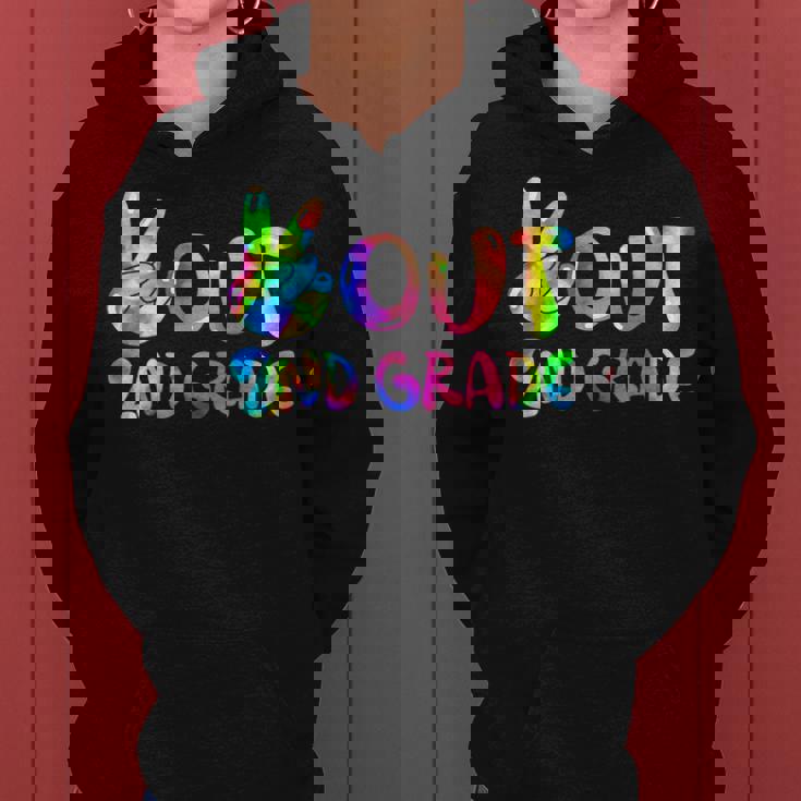 Last Day Of School Peace Out 2Nd Grade Teacher Kids Tie Dye Women Hoodie