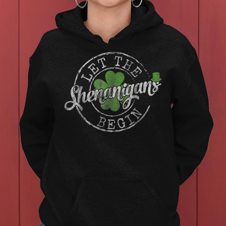 Let The Shenanigans Begin Funny Clovers St Patricks Day Women Hoodie