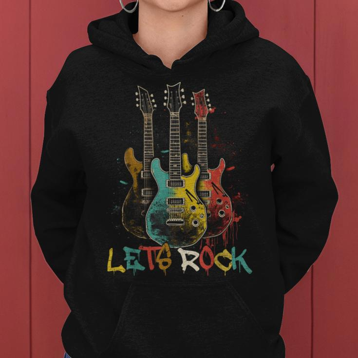 Lets Rock Rock N Roll Guitar Retro Graphic For Men Women Women Hoodie
