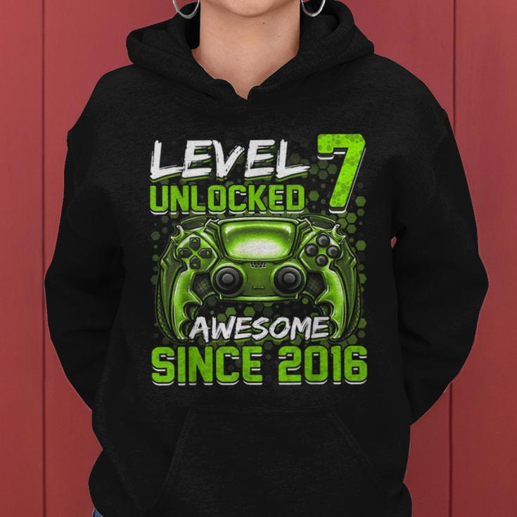 Level 7 Unlocked Awesome Since 2016 7Th Birthday Gaming V2 Women Hoodie