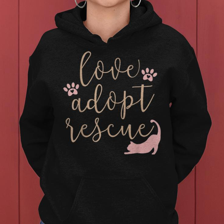 Love Adopt Rescue Cat Pet Owner Rescue Mom Or Dad Women Hoodie