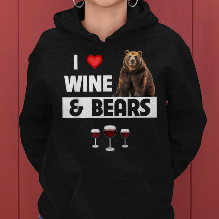 I Love Wine And Bears Lustiges Trinken Camping Wildtiere Tier Frauen Hoodie