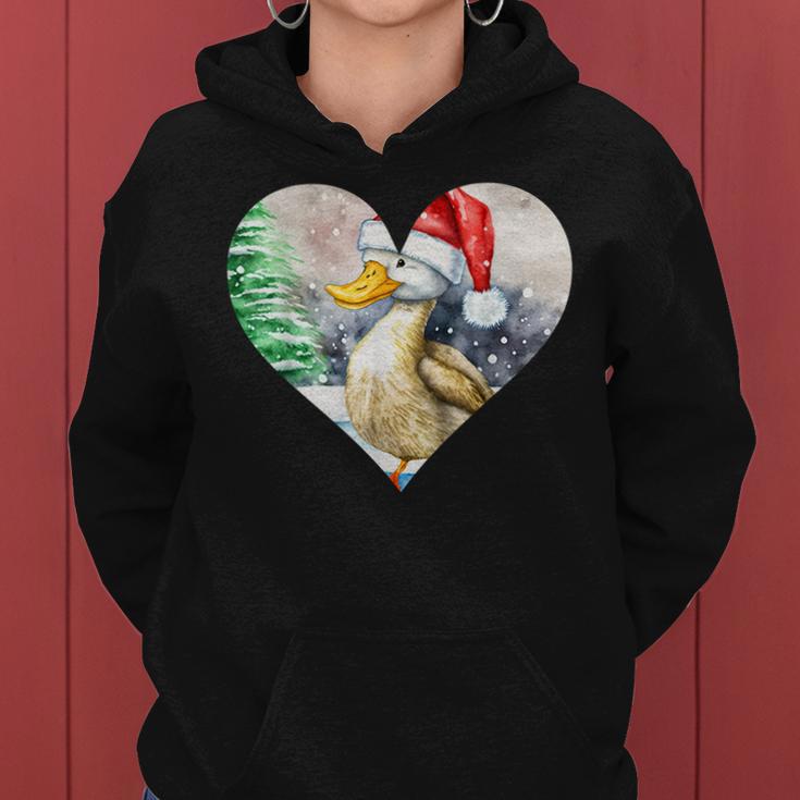 Lustige Ente Weihnachtsmütze Vintage Valentinstag Ente V2 Frauen Hoodie