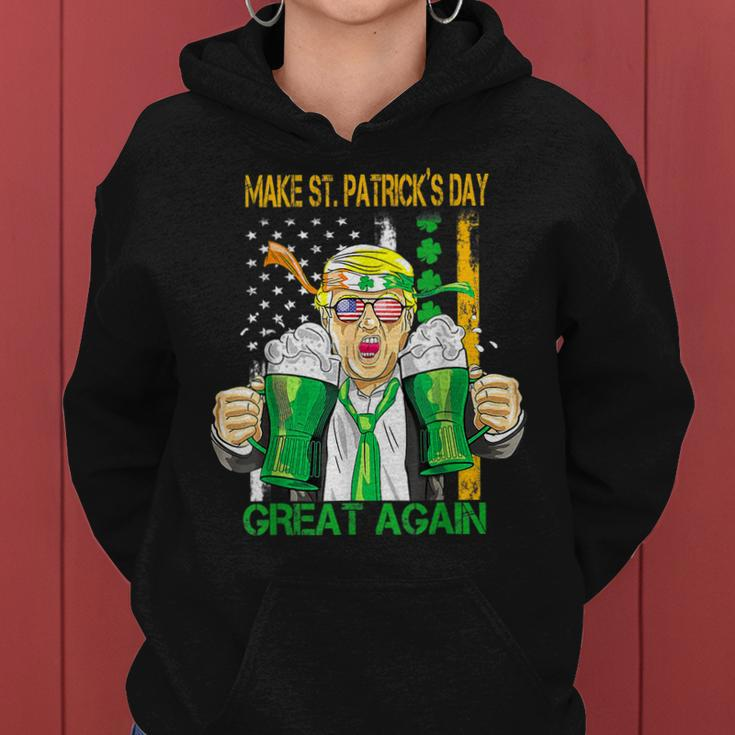 Make St Patricks Day Great Again Funny Trump Shamrock Beer Women Hoodie