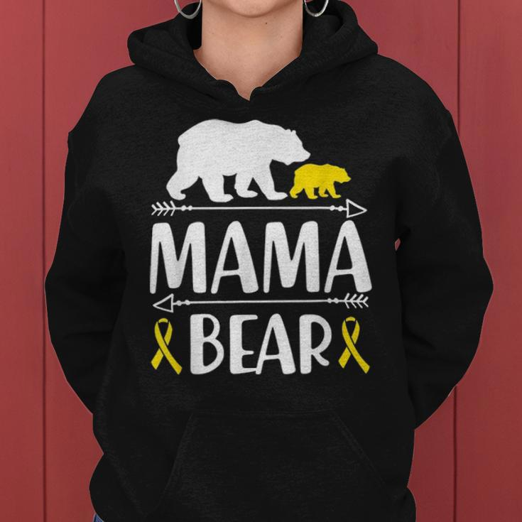 Mama Bear Childhood Cancer Awareness Gift Mom Of A Warrior Women Hoodie