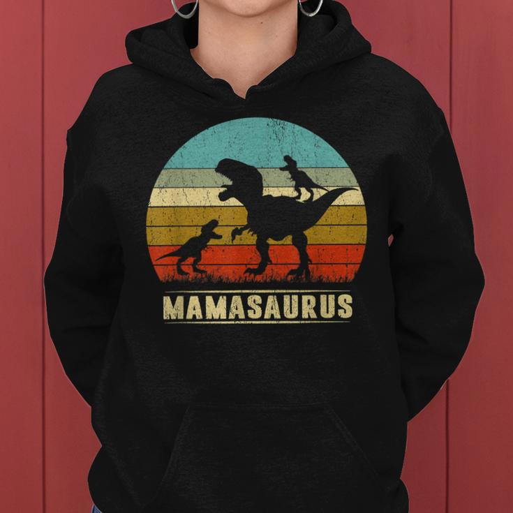 Mama Dinosaur Mamasaurus 2 Two Kids Family Christmas Women Hoodie