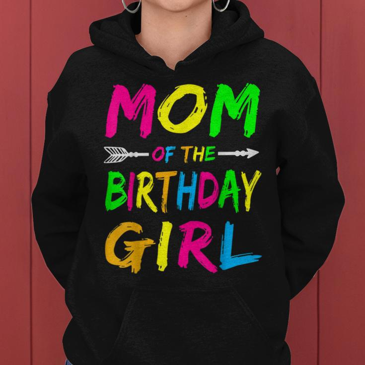 Mom Of The Birthday Girl Glows Retro 80S Party Glow Women Hoodie