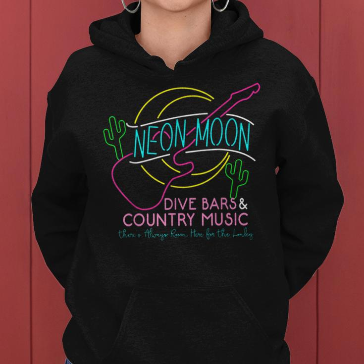 Moon Western Cactus Dive Bars & Country Music 80S 90S Women Hoodie
